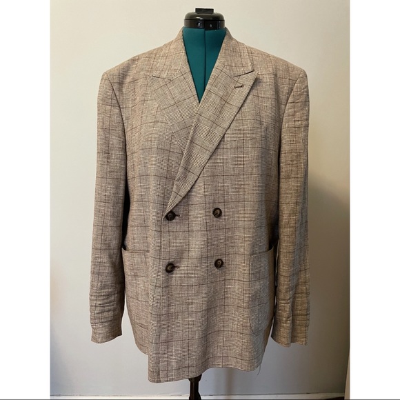 Asos Brown Linen Oversized Double Breasted Blazer - Picture 1 of 5